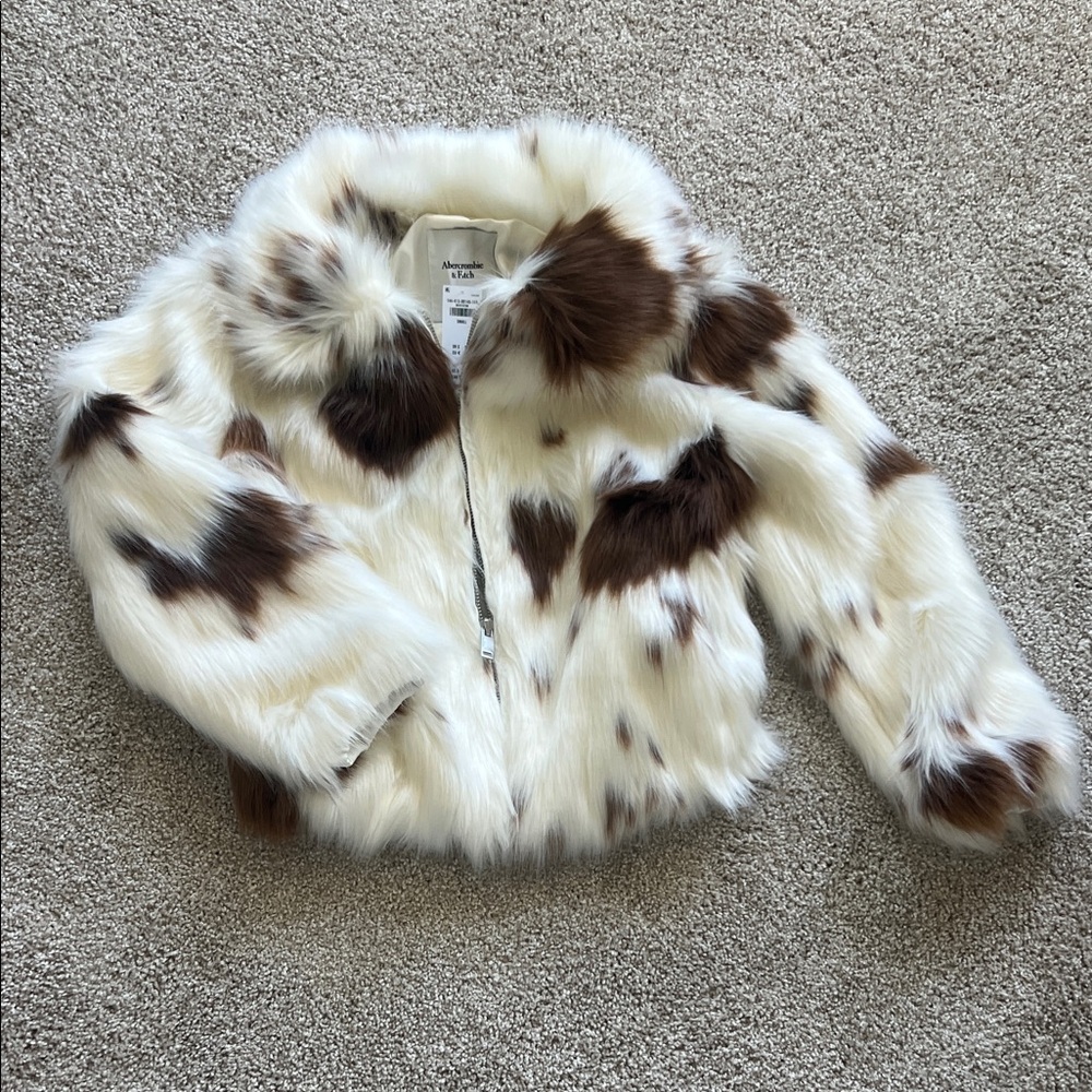 Abercrombie & Fitch faux fur jacket with cow print
